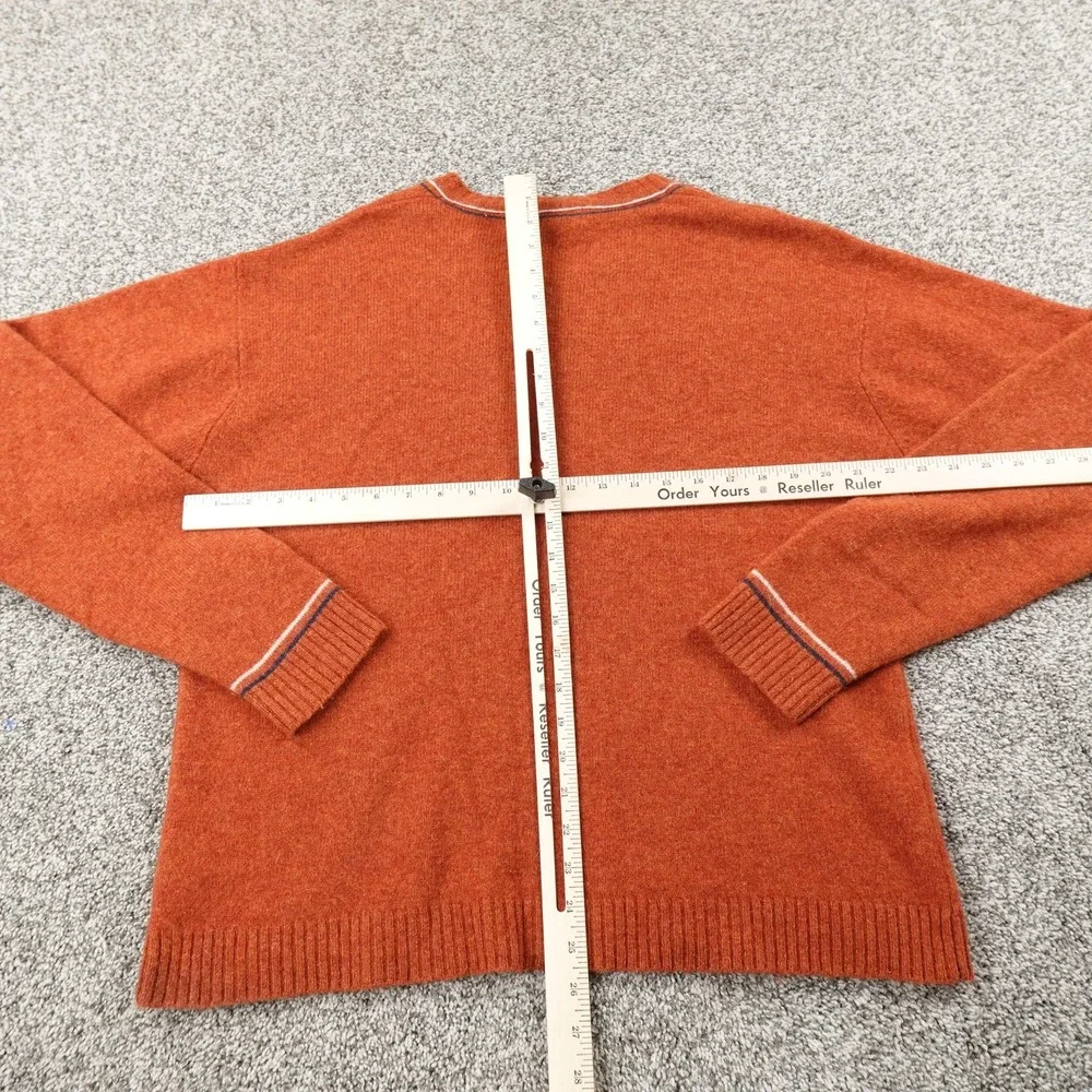 VTG Old Navy Sweater Mens L Orange Lambswool V Neck Knit Pullover 90s Y2K‎